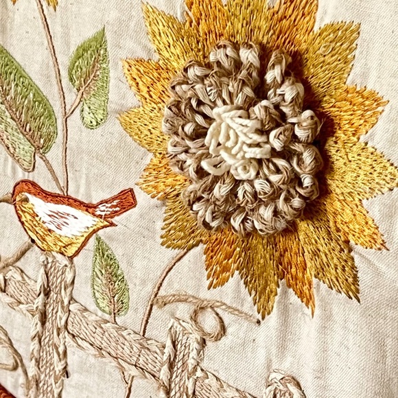 RACHEL ASHWELL The Prairie Table Runner Pumpkins Embroidered Birds Flowers - Picture 2 of 11